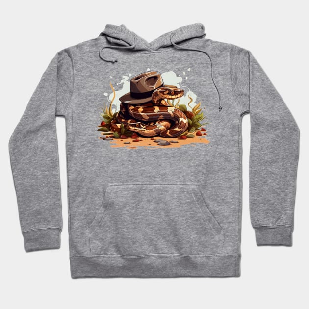 Snakes Slithering Under a Brown Fedora - Adventure Hoodie by Fenay-Designs